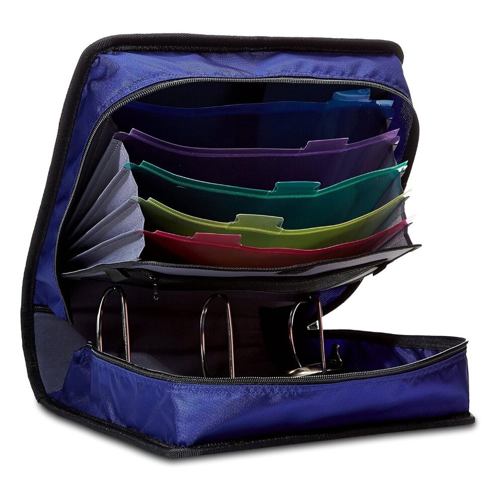AmazonBasics 3-Ring Zipper Binder - O-Ring, 3-inch, Blue